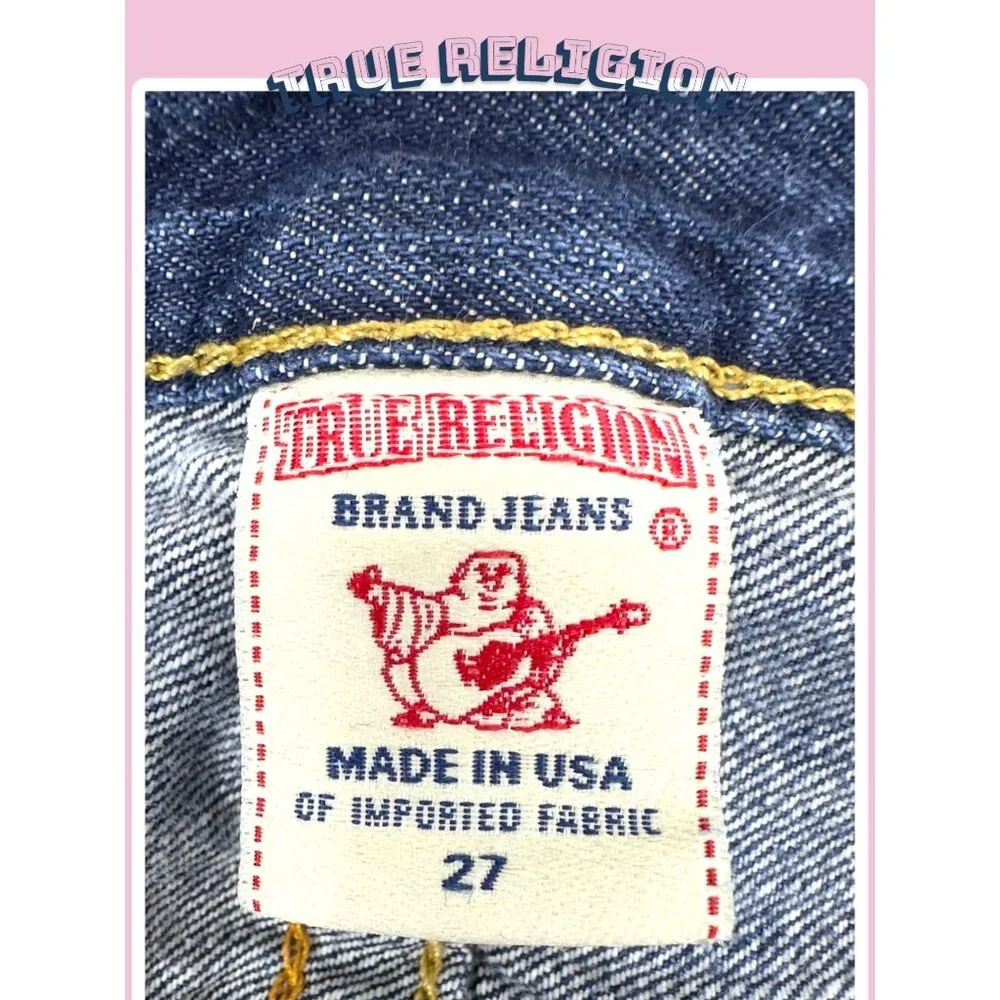 True Religion Womens Jeans 27 Blue Denim Made In USA 100% Cotton - Picture 1 of 16